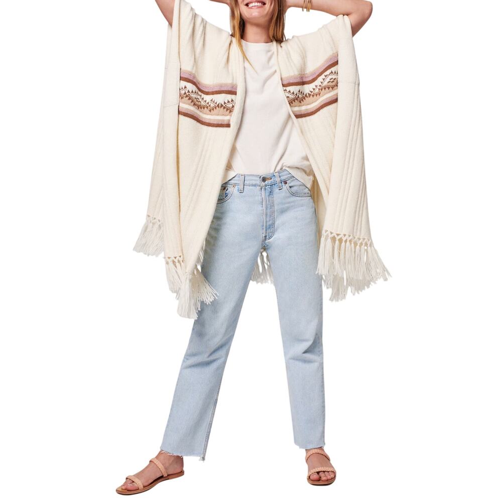 Faherty x B. Yellowtail Poncho One Size Sandstone Sand Creek Alpaca Wool Knit